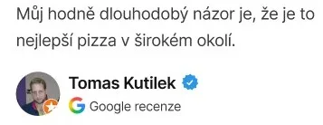 Recenze zákazníka: nejlepší pizza v okolí Kladna.